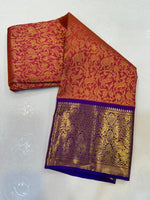 Load image into Gallery viewer, Classic Orange &amp; Violet Elegance Kanchipuram Handloom Silk Saree SS24699
