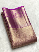 Load image into Gallery viewer, Classic Rhubarb Purple 2gm Zari Bridal Elegance Kanchipuram Handloom Silk Saree SS24821
