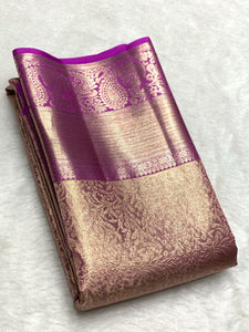 Classic Rhubarb Purple 2gm Zari Bridal Elegance Kanchipuram Handloom Silk Saree SS24821