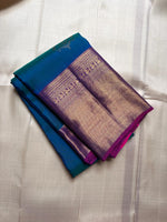Load image into Gallery viewer, Classic Peacock Blue &amp; Vadamalli 2gm Zari Bridal Elegance Kanchipuram Handloom Silk Saree SS26270
