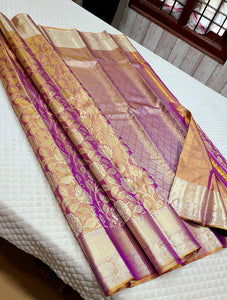 Classic Vadamalli Pastel 1gm Zari Bridal Tissue Elegance Kanchipuram Handloom Silk Saree SS26359