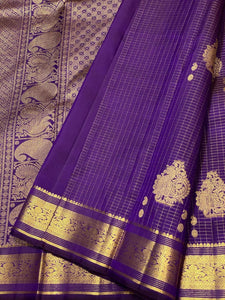 Classic Violet 2gm Zari Vaira Oosi Elegance Kanchipuram Handloom Silk Saree SS25382
