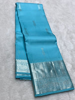 Load image into Gallery viewer, Classic Creamy Blue 2gm Zari Kanchipuram Handloom Silk Saree SS25823
