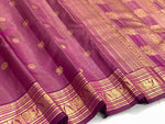 Load image into Gallery viewer, Classic Jamun Plum 2gm Zari Vaira Oosi Lines Elegance Kanchipuram Handloom Silk Saree SS28184
