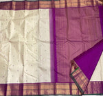Load image into Gallery viewer, Classic Offwhite &amp; Wine Red 1gm Zari Korvai Elegance Kanchipuram Handloom Silk Saree SS28113
