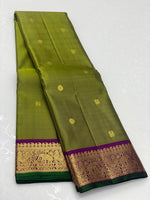 Load image into Gallery viewer, Classic Olive Green &amp; Wine Red 2gm Zari Bridal Elegance Kanchipuram Handloom Silk Saree SS24401
