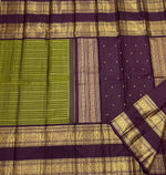 Load image into Gallery viewer, Classic Olive Green &amp; Jam Purple 2gm Zari Elegance Kanchipuram Handloom Silk Saree SS24258
