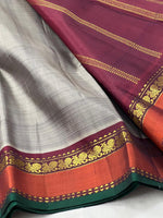 Load image into Gallery viewer, Classic Cement Grey &amp; Maroon 2gm Zari Elegance Kanchipuram Handloom Silk Saree SS25239
