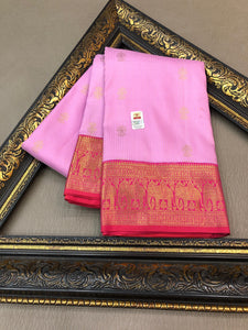 Classic Lilac & Brick Rose Bridal Elegance Kanchipuram Handloom Silk Saree SS20881