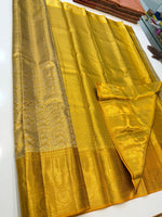 Load image into Gallery viewer, Classic Golden Yellow Bridal Elegance Kanchipuram Tissue Handloom Silk Saree SS26006
