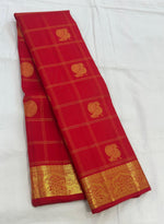 Load image into Gallery viewer, Classic Scarlet Red 1gm Zari Kanchipuram Handloom Silk Saree SS25645
