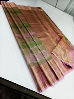 Load image into Gallery viewer, Classic Pastel Pink &amp; Green Antique 2gm Zari Bridal Elegance Kanchipuram Handloom Silk Saree SS24626
