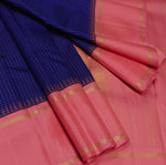 Load image into Gallery viewer, Classic Navy Blue &amp; Pink 2gm Zari Korvai Elegance Kanchipuram Handloom Silk Saree SS27102
