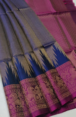 Load image into Gallery viewer, Classic Royal Blue &amp; Wine Red Double Warp Elegance Handloom Soft Silk Saree SS28475

