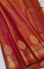 Load image into Gallery viewer, Classic Burnt Orange Double Warp Elegance Handloom Soft Silk Saree SS28241
