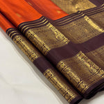 Load image into Gallery viewer, Classic Burnt Orange &amp; Dark Coffee Brown 2gm Zari Bridal Elegance Kanchipuram Handloom Silk Saree SS27263
