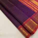 Load image into Gallery viewer, Classic Plum &amp; Orange 2gm Zari Elegance Kanchipuram Handloom Silk Saree SS24678
