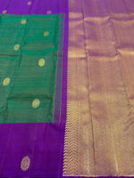 Load image into Gallery viewer, Classic Jade Green &amp; Vadamalli 2gm Zari  Elegance Kanchipuram Handloom Silk Saree SS24762
