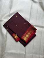 Load image into Gallery viewer, Classic Coffee Brown &amp; Garnet Red Elegance Kanchipuram Handloom Silk Saree SS27369
