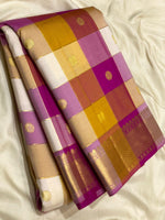 Load image into Gallery viewer, Classic Cream &amp; Yellow Wine Red Butta Kanchipuram Handloom Silk Saree SS26032
