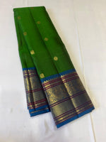 Load image into Gallery viewer, Classic Spring Green &amp; Ash Blue 2gm Zari Elegance Kanchipuram Handloom Silk Saree SS27384
