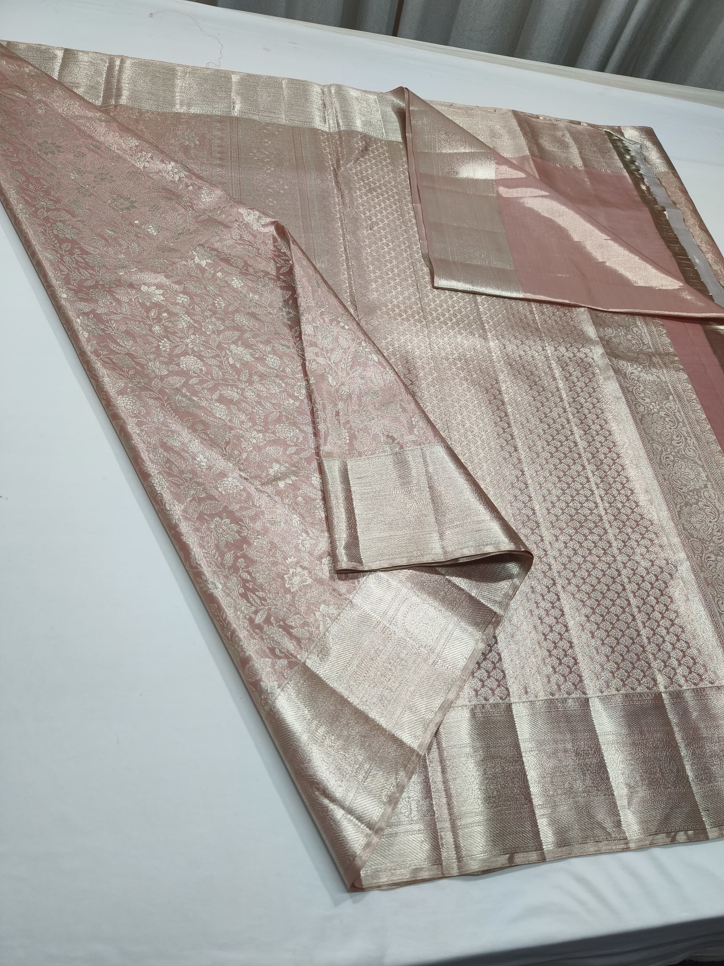 Classic Pastel Nude Bridal Elegance Kanchipuram Handloom Silk Saree SS24592