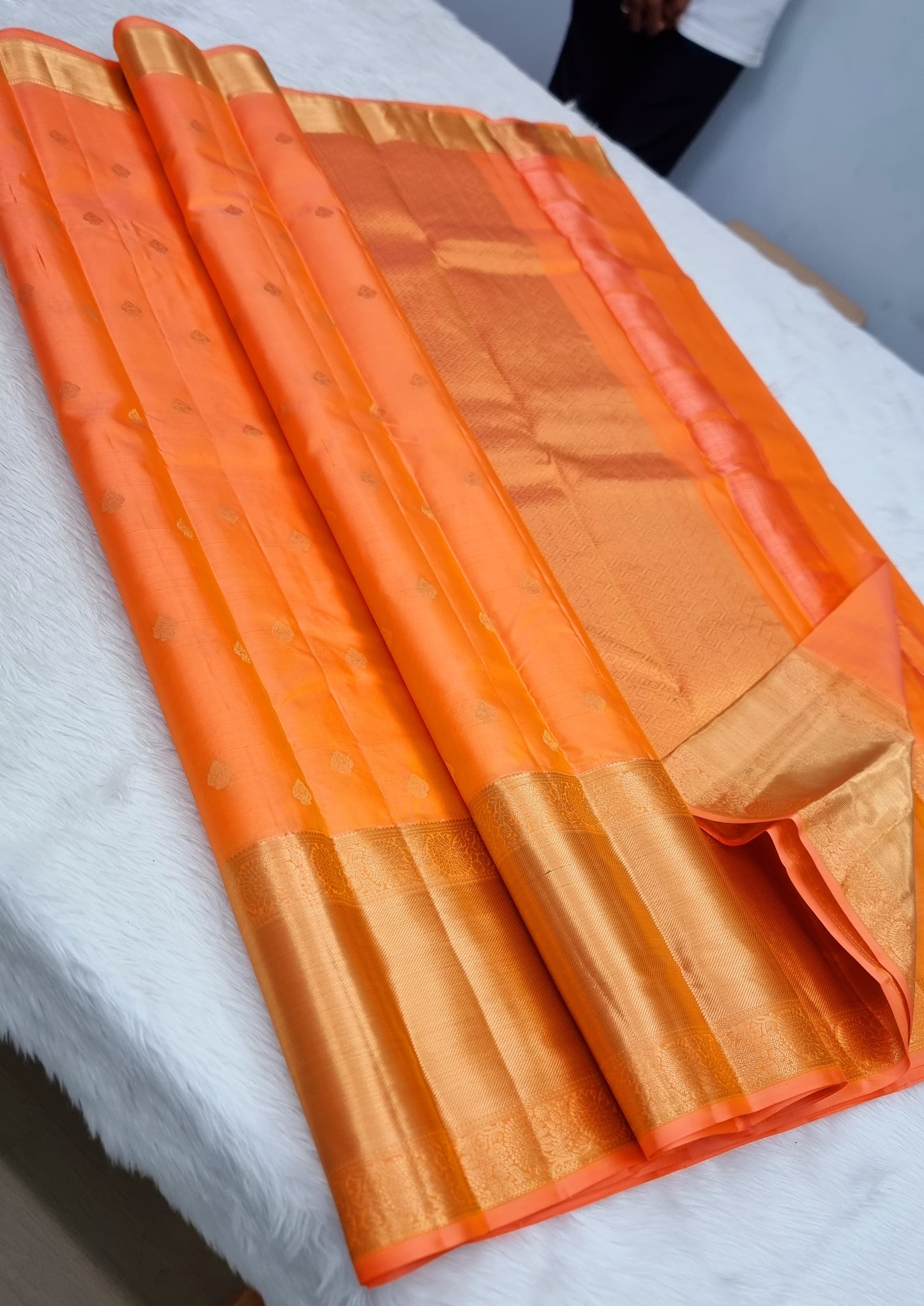 Classic Tangy Peach Elegance Kanchipuram Silk Saree SS23802