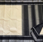 Load image into Gallery viewer, Classic Butter Cream &amp; Black Korvai Thread Kanchipuram Handloom Silk Saree SS25720
