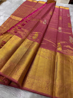 Load image into Gallery viewer, Classic Rose Pink 2gm Zari Tissue Bridal Elegance Kanchipuram Handloom Silk Saree SS26420
