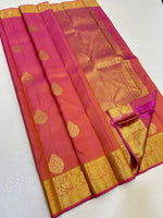 Load image into Gallery viewer, Classic Rose Pink Elegance Kanchipuram Handloom Silk Saree SS24320
