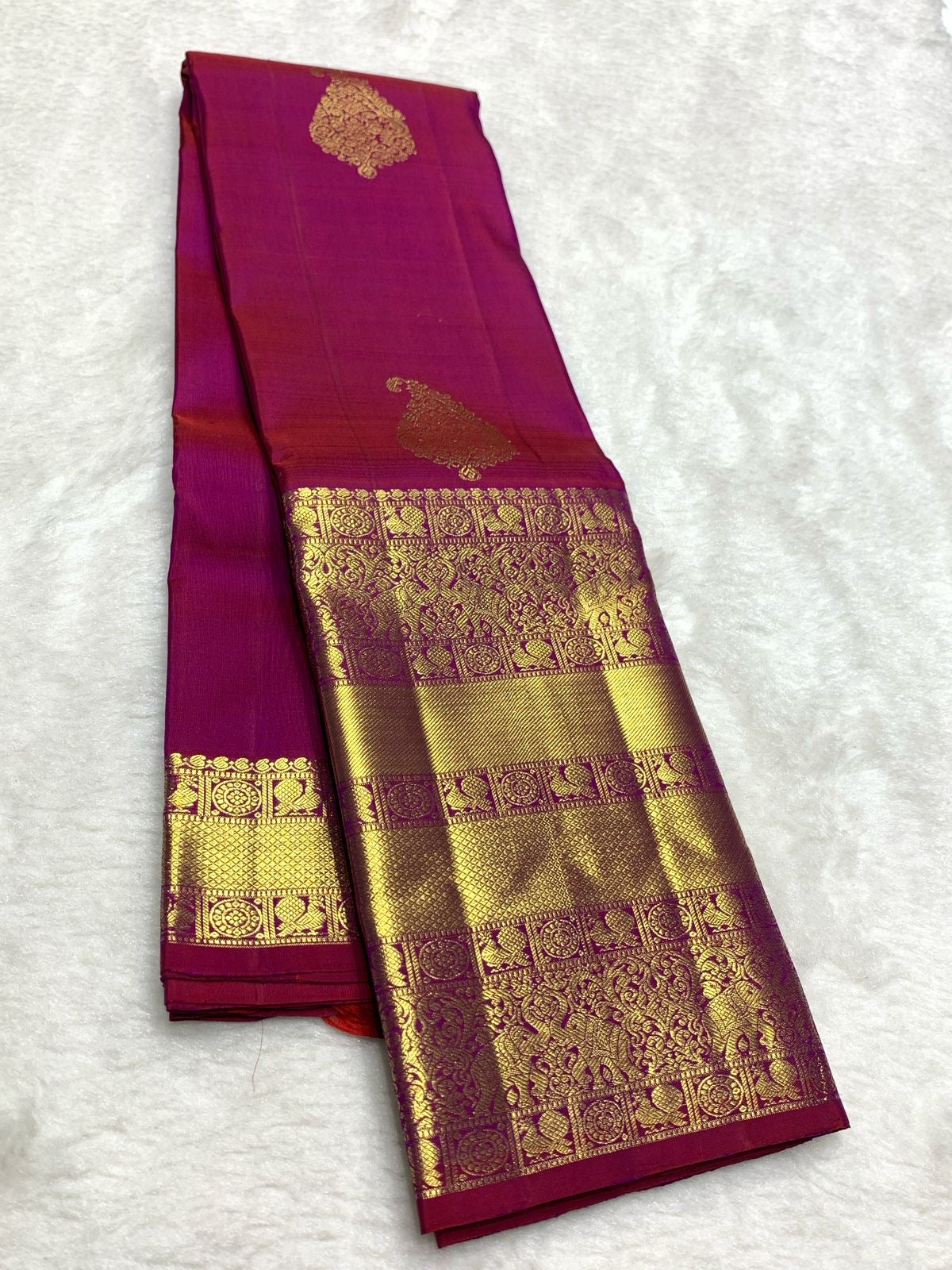 Classic Wine Red 2gm Zari Bridal Elegance Kanchipuram Handloom Silk Saree SS24774