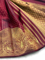 Load image into Gallery viewer, Classic Maroon 2gm Zari Elegance Kanchipuram Handloom Silk Saree SS27997
