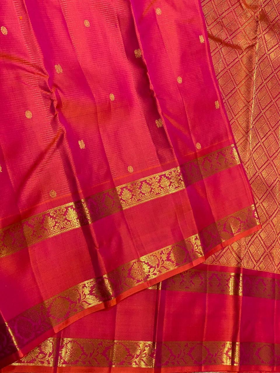 Classic Rose Pink 2gm Zari Vaira Oosi Kanchipuram Handloom Silk Saree SS26514