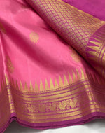 Load image into Gallery viewer, Classic Creamy Pink &amp; Fuchsia 2gm Zari Kanchipuram Handloom Silk Saree SS25776
