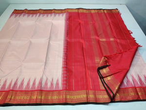 Classic Pastel Peach & Orange Elegance Kanchipuram Silk Saree SS23833