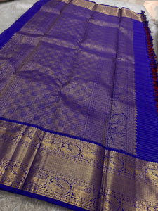 Classic Chilli Red & Royal Blue Kanchipuram Handloom Silk Saree SS26026