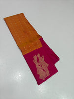Load image into Gallery viewer, Classic Apricot Orange &amp; Deep Pink 2gm Zari Korvai Elegance Kanchipuram Handloom Silk Saree SS27105
