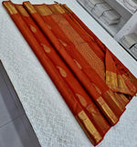 Load image into Gallery viewer, Classic Orange Elegance Kanchipuram Handloom Silk Saree SS27712
