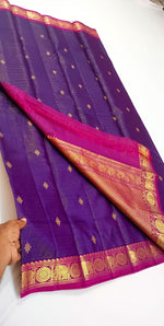 Load image into Gallery viewer, Classic Deep Violet &amp; Pink Elegance Kanchipuram Handloom Silk Saree SS27878
