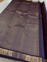 Load image into Gallery viewer, Classic Lavender &amp; Slate Blue Elegance Kanchipuram Handloom Silk Saree SS27633
