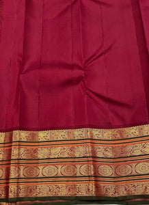 Classic Butter Cream & Barn Red 2gm Zari Bridal Elegance Kanchipuram Handloom Silk Saree SS25460