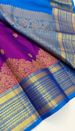 Load image into Gallery viewer, Classic Vadamalli &amp; Azure Blue Kanchipuram Handloom Silk Saree SS25927

