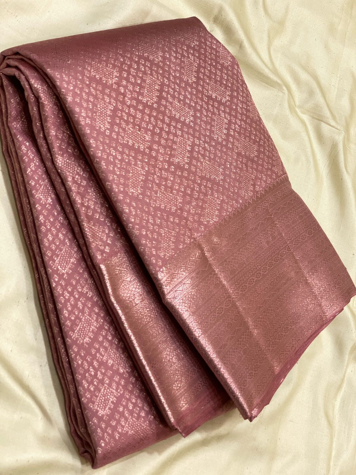 Classic Pastel Cocoa 2gm Antique Zari Bridal Elegance Kanchipuram Handloom Silk Saree SS25320