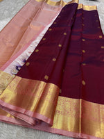 Load image into Gallery viewer, Classic Wine Red &amp; Rose Kanchipuram Handloom Silk Saree SS25961
