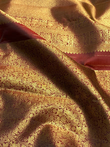 Classic Coffee Brown & Deep Pink 2gm Zari Bridal Elegance Kanchipuram Handloom Silk Saree SS25269