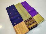 Load image into Gallery viewer, Steel Blue &amp; Pale Beige Elegance Kanchipuram Handloom Silk Saree SS20618
