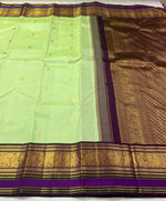 Load image into Gallery viewer, Classic Pista Green &amp; Violet 2gm Zari Kanchipuram Handloom Silk Saree SS25633

