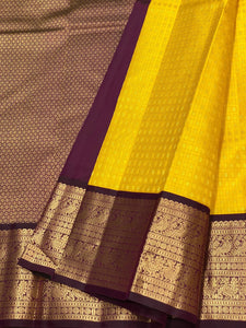 Classic Yellow & Plum Elegance Kanchipuram Silk Saree SS24214