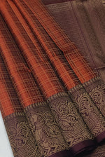 Load image into Gallery viewer, Classic Burnt Orange &amp; Coffee Brown Handloom Soft Silk Saree SS27669
