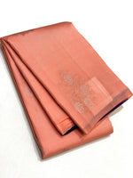 Load image into Gallery viewer, Classic Peach &amp; Berry Plum 1gm Zari Elegance Kanchipuram Handloom Silk Saree SS23544
